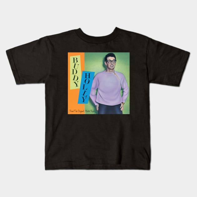 Buddy Holly From The Original Master Tapes Album Cover. Kids T-Shirt by chaxue